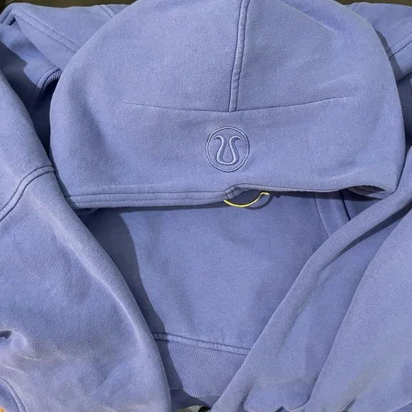 Lululemon scuba BEAUTIFUL Blue Half-Zip Cropped Hoodie XL XXL soft, thumb holes - Picture 5 of 14